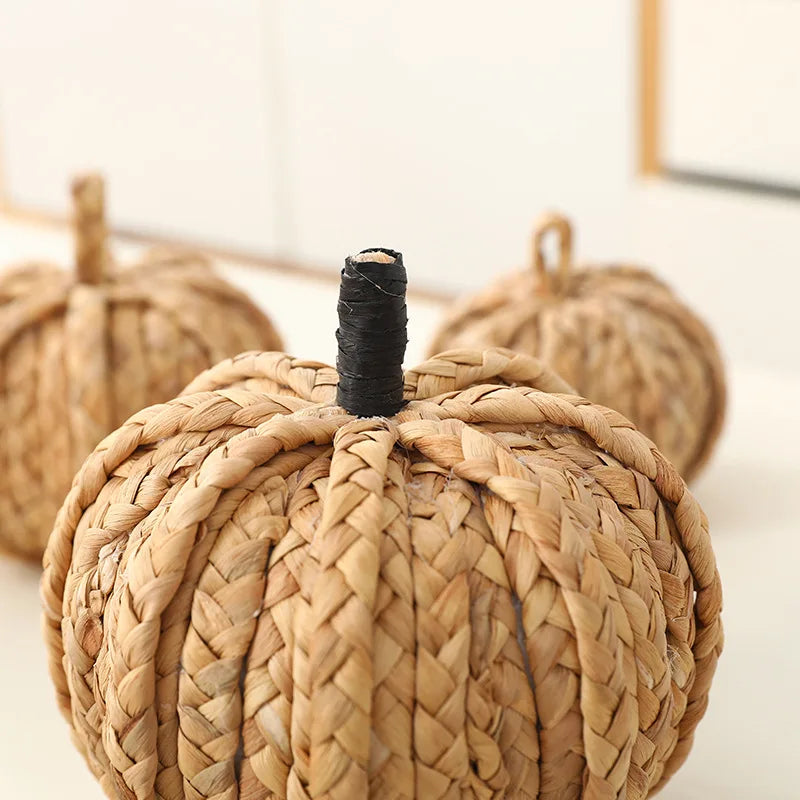 Rattan Pumpkin Set Halloween Autumn Thanksgiving - Ethnika-Time