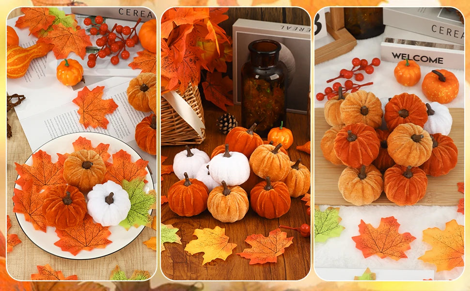 Velvet Pumpkin Set Halloween Autumn Thanksgiving - Ethnika-Time