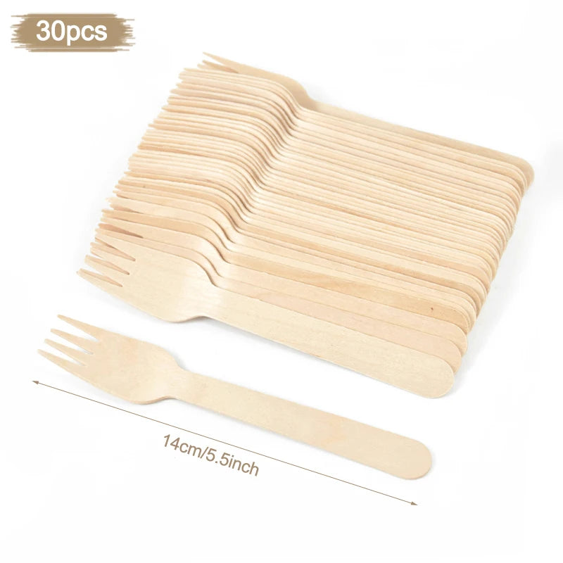 Nature’s Touch Party Disposable Wooden Tableware - Ethnika-Time