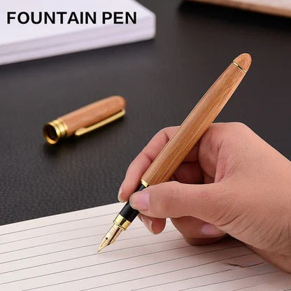Timber Script Wooden Fountain Pen - Ethnika-Time