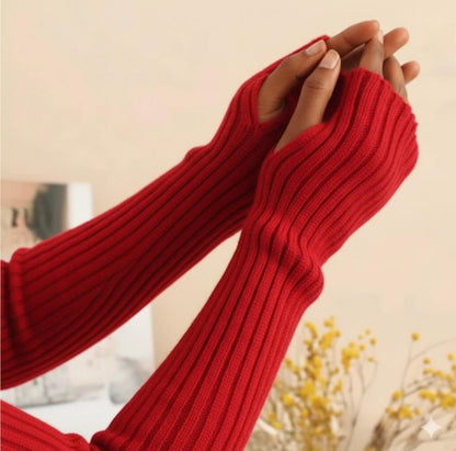Velvet Shadow Gloves Halloween Gothic Long Fingerless Gloves - Ethnika-Time
