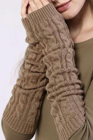 Winter Charm Long Woolen Fingerless Gloves - Ethnika-Time