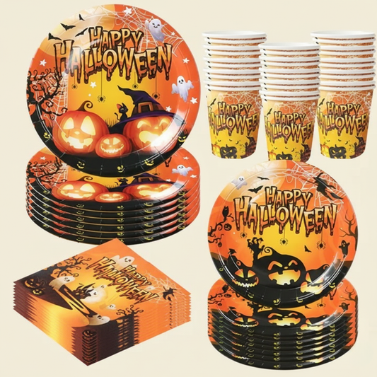 Pumpkin & Ghost Party Pack Halloween Disposable Tableware