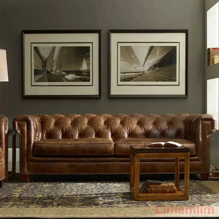 Pat's Chesterfield Victorian Leather Sofa - Ethnika-Time