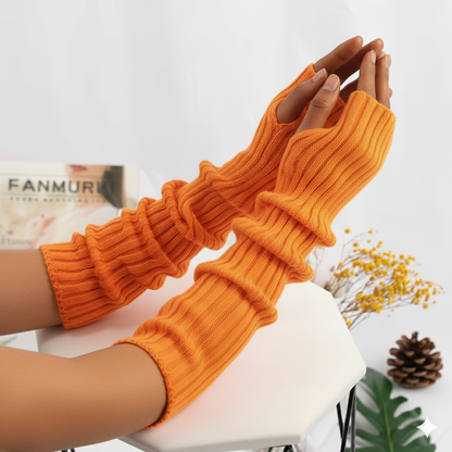 Velvet Shadow Gloves Halloween Gothic Long Fingerless Gloves - Ethnika-Time