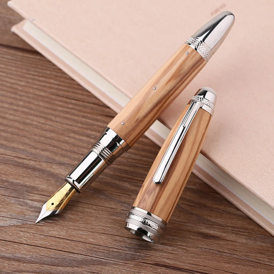 Heritage Olive Fountain Pen Handmade Olive Wood Gold-Plated Nib - Ethnika-Time