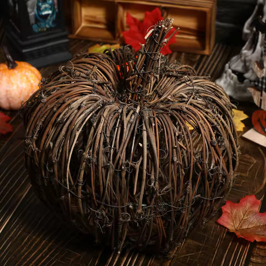 Rustic Rattan Pumpkin Halloween Autumn Thanksgiving - Ethnika-Time