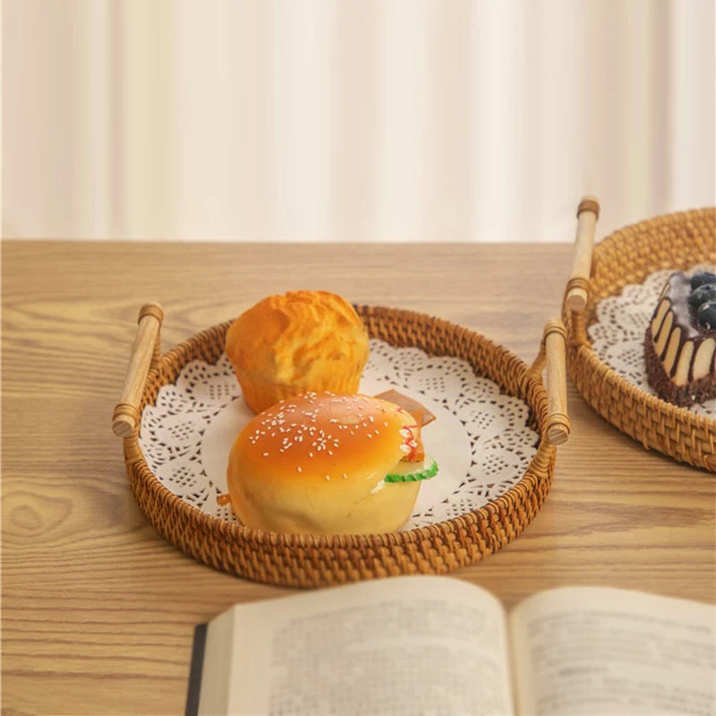 Willow Rattan Storage Basket Tray - Ethnika-Time