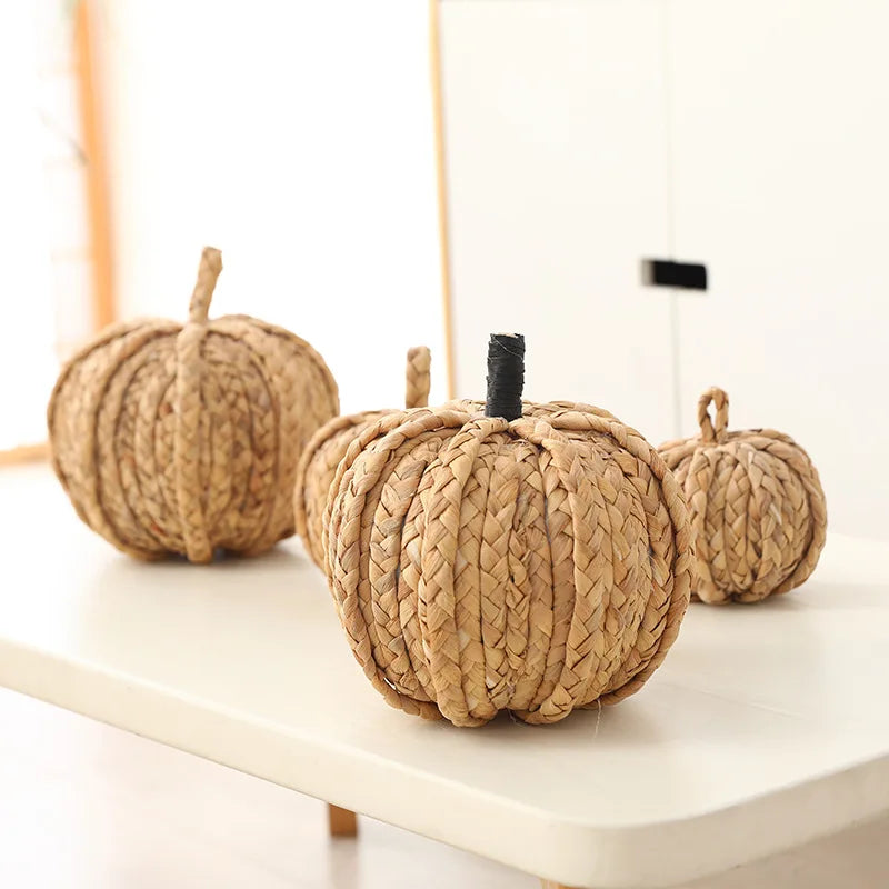 Rattan Pumpkin Set Halloween Autumn Thanksgiving - Ethnika-Time