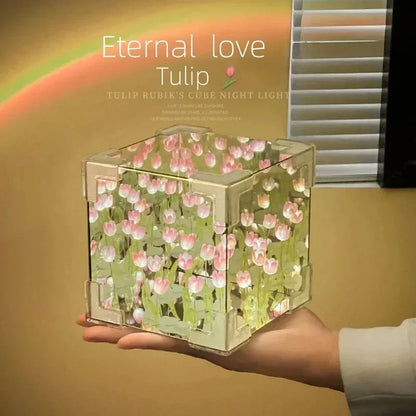 70's Magic Tulips Cube Night Lamp - Ethnika-Time