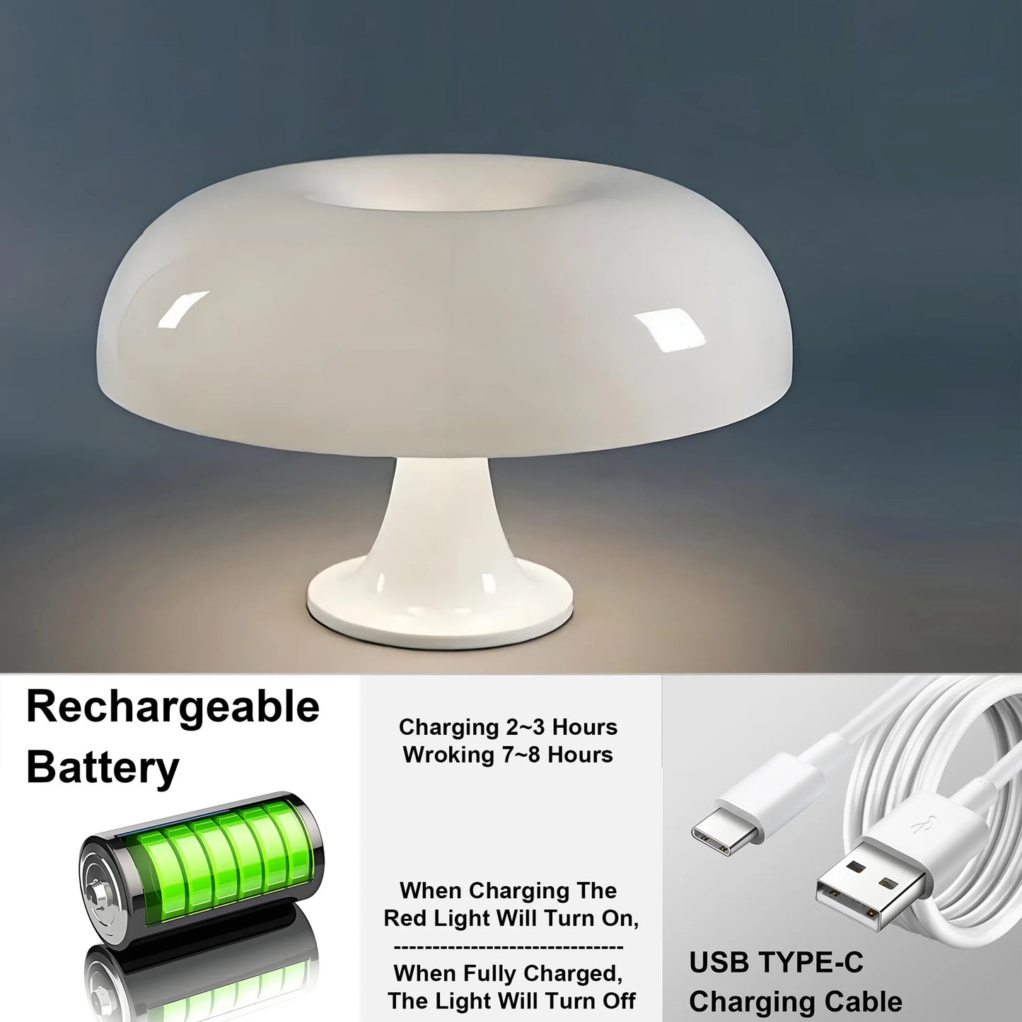70's Mushroom Desk Lamp Nordic Design - Ethnika-Time