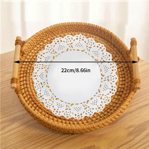 Willow Rattan Storage Basket Tray - Ethnika-Time