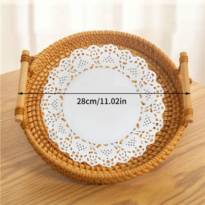 Willow Rattan Storage Basket Tray - Ethnika-Time