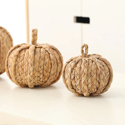 Rattan Pumpkin Set Halloween Autumn Thanksgiving - Ethnika-Time