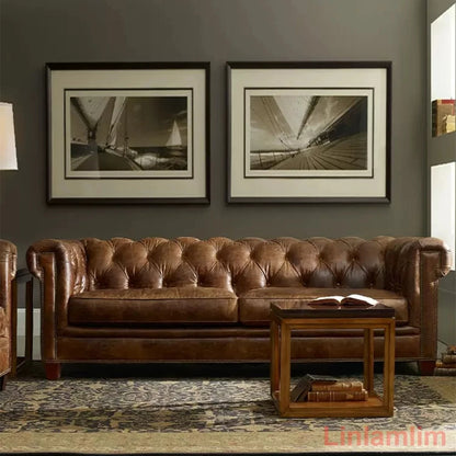 Pat's Chesterfield Victorian Leather Sofa - Ethnika-Time