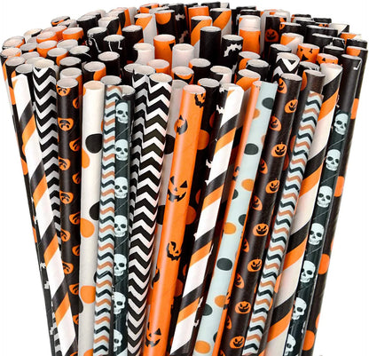 Spooky Sip Straws Halloween Disposable Paper Straw