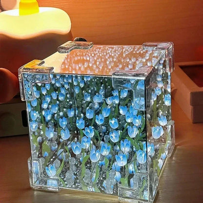 70's Magic Tulips Cube Night Lamp - Ethnika-Time