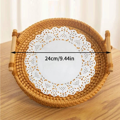 Willow Rattan Storage Basket Tray - Ethnika-Time