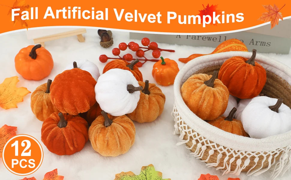 Velvet Pumpkin Set Halloween Autumn Thanksgiving - Ethnika-Time