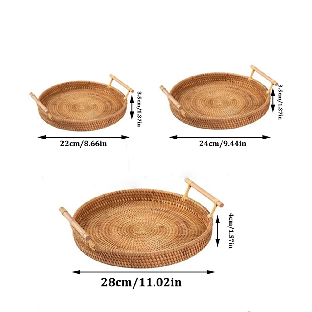 Willow Rattan Storage Basket Tray - Ethnika-Time