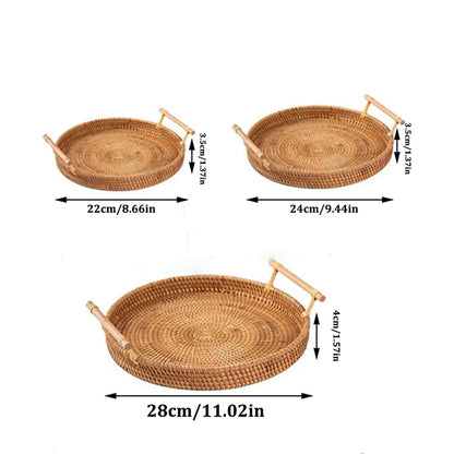 Willow Rattan Storage Basket Tray - Ethnika-Time