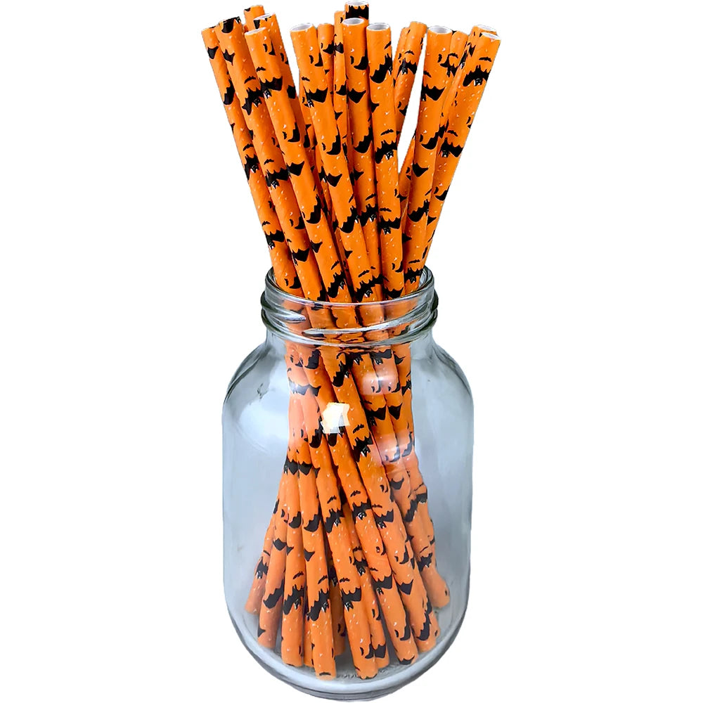 Spooky Sip Straws Halloween Disposable Paper Straw