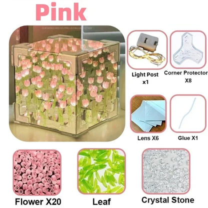 70's Magic Tulips Cube Night Lamp - Ethnika-Time