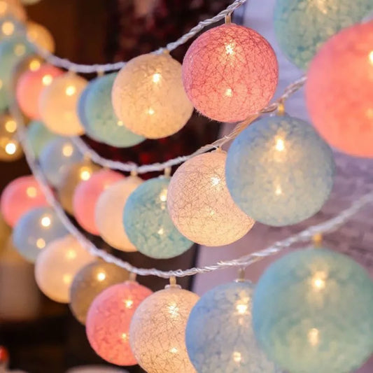 Colorfull Cotton Balls Christmas String - Ethnika-Time