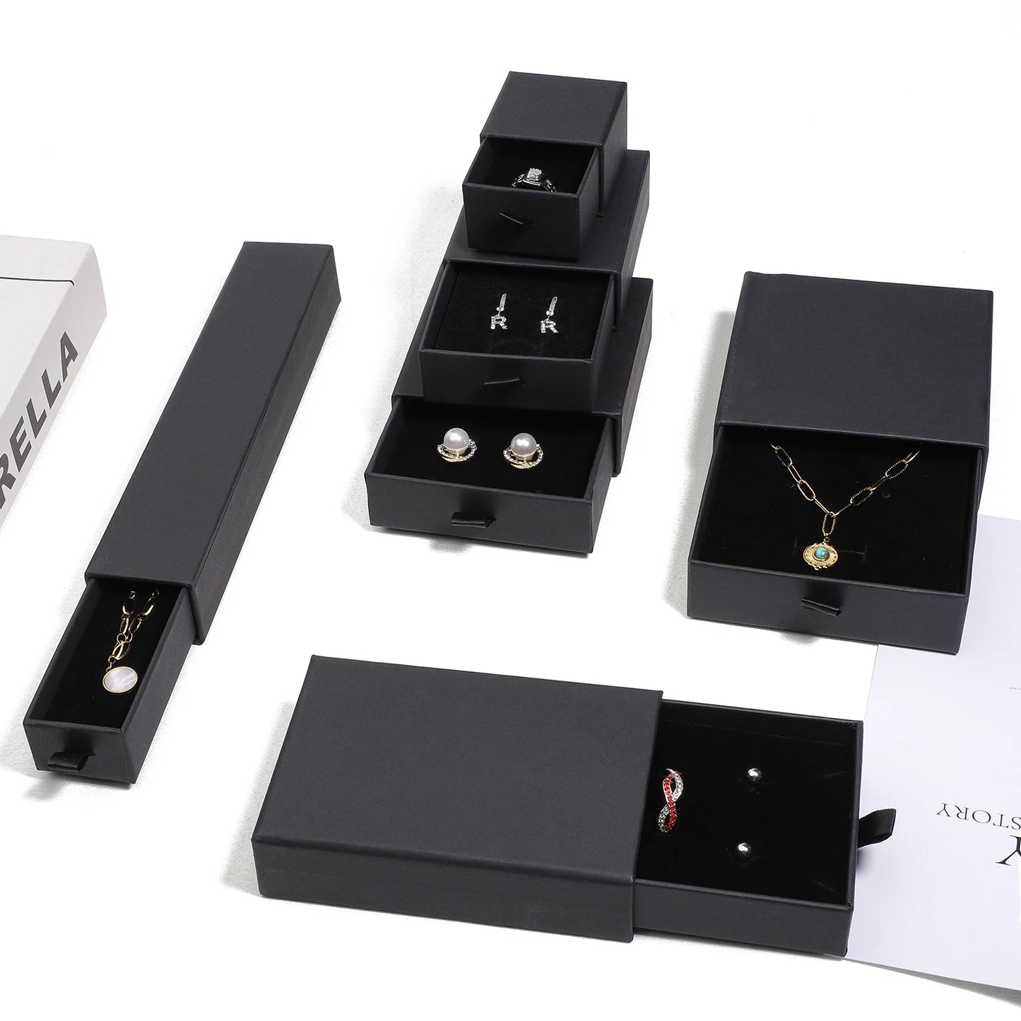 Private Jewelry & Rings Black Drawer Box - Ethnika-Time