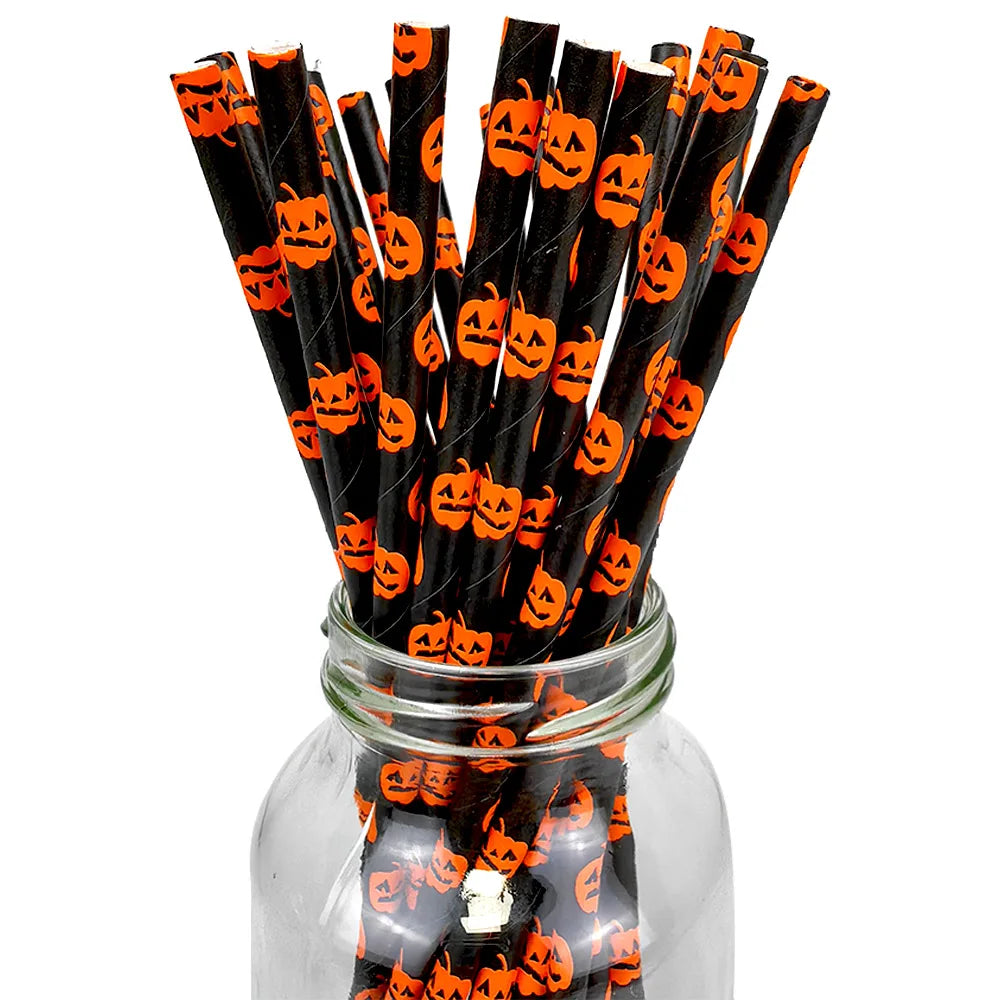 Spooky Sip Straws Halloween Disposable Paper Straw