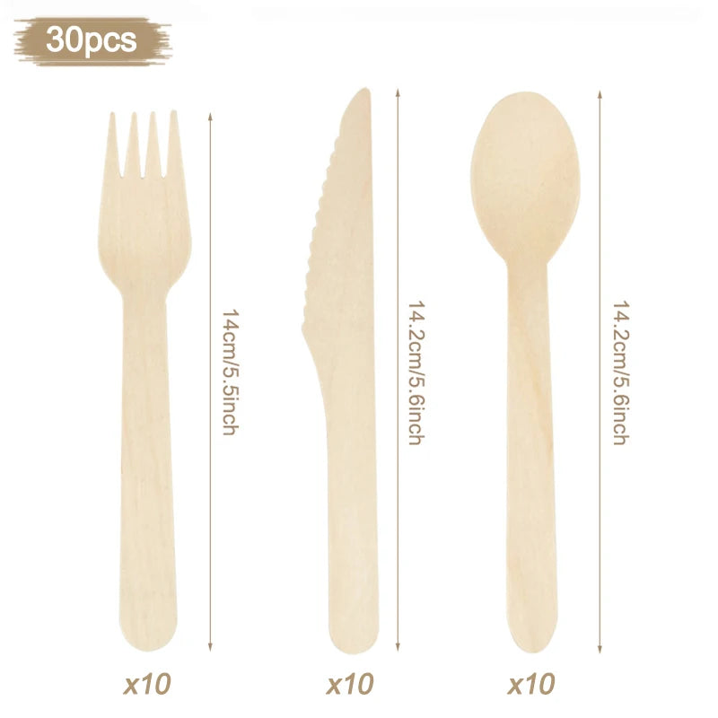 Nature’s Touch Party Disposable Wooden Tableware - Ethnika-Time