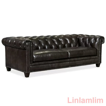 Pat's Chesterfield Victorian Leather Sofa - Ethnika-Time