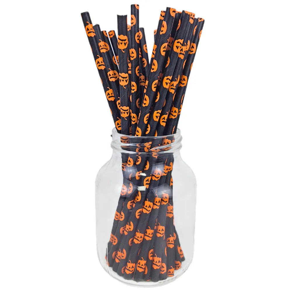 Spooky Sip Straws Halloween Disposable Paper Straw