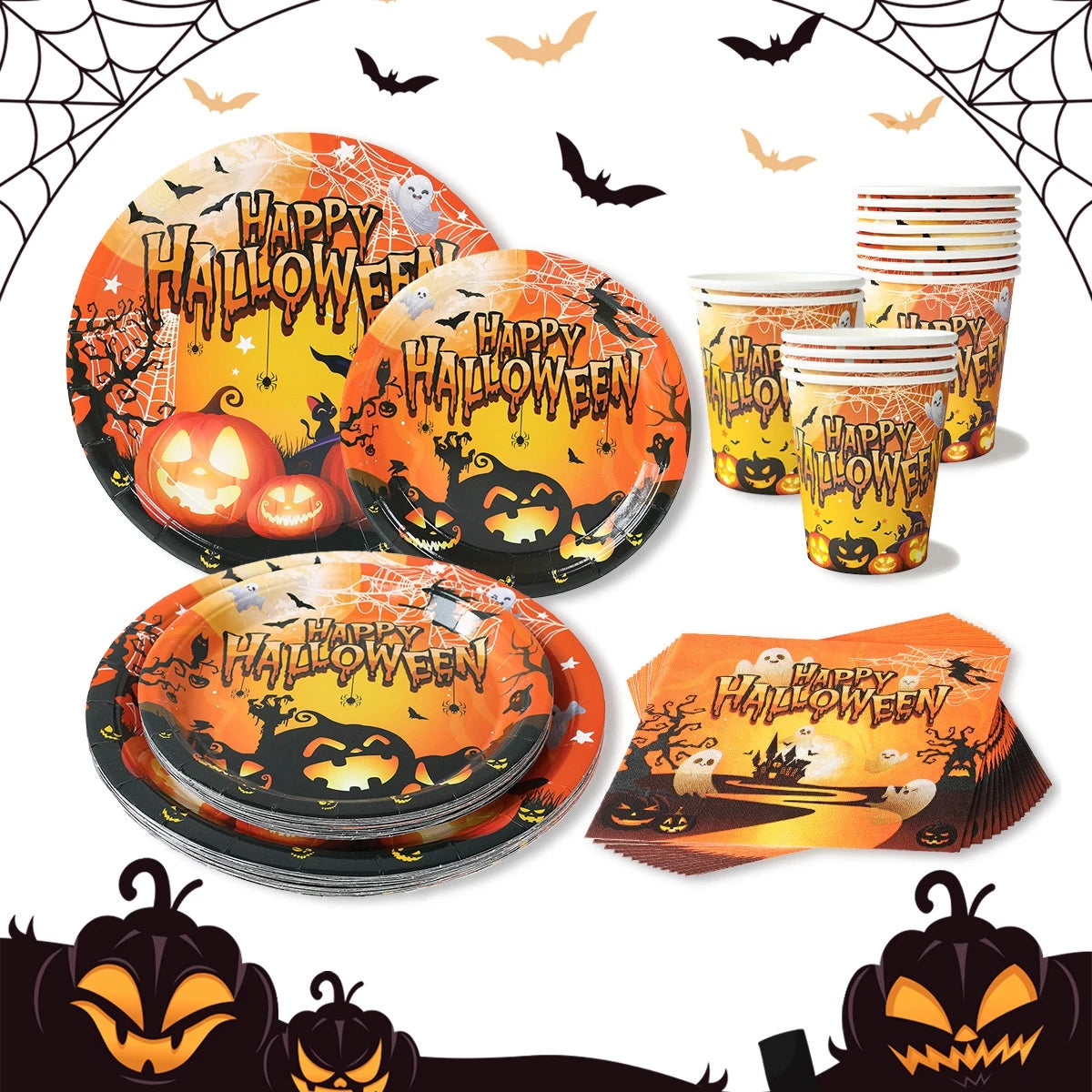 Pumpkin & Ghost Party Pack Halloween Disposable Tableware