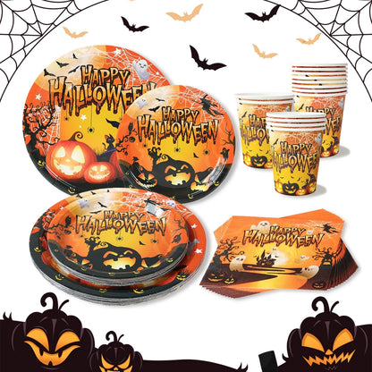 Pumpkin & Ghost Party Pack Halloween Disposable Tableware