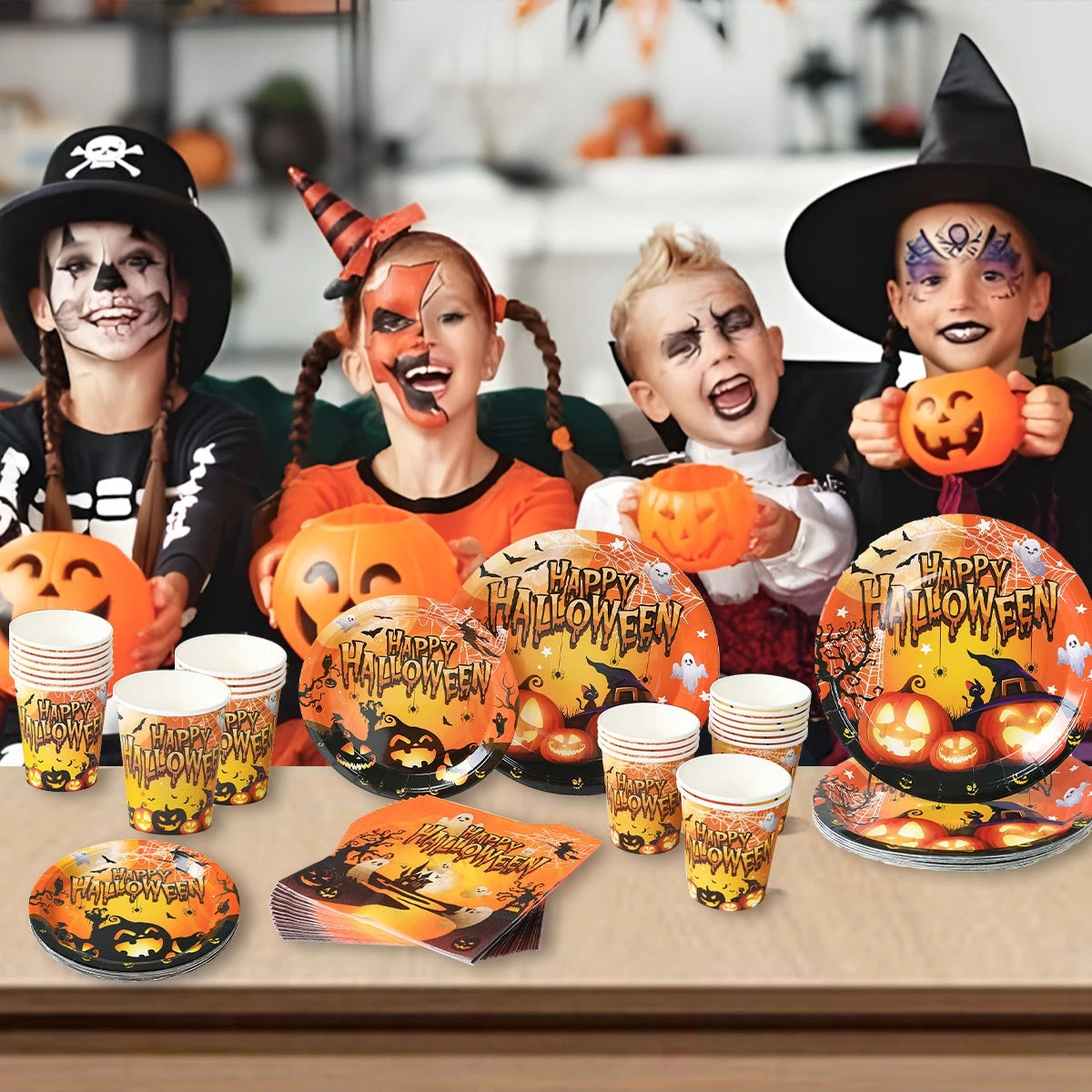 Pumpkin & Ghost Party Pack Halloween Disposable Tableware