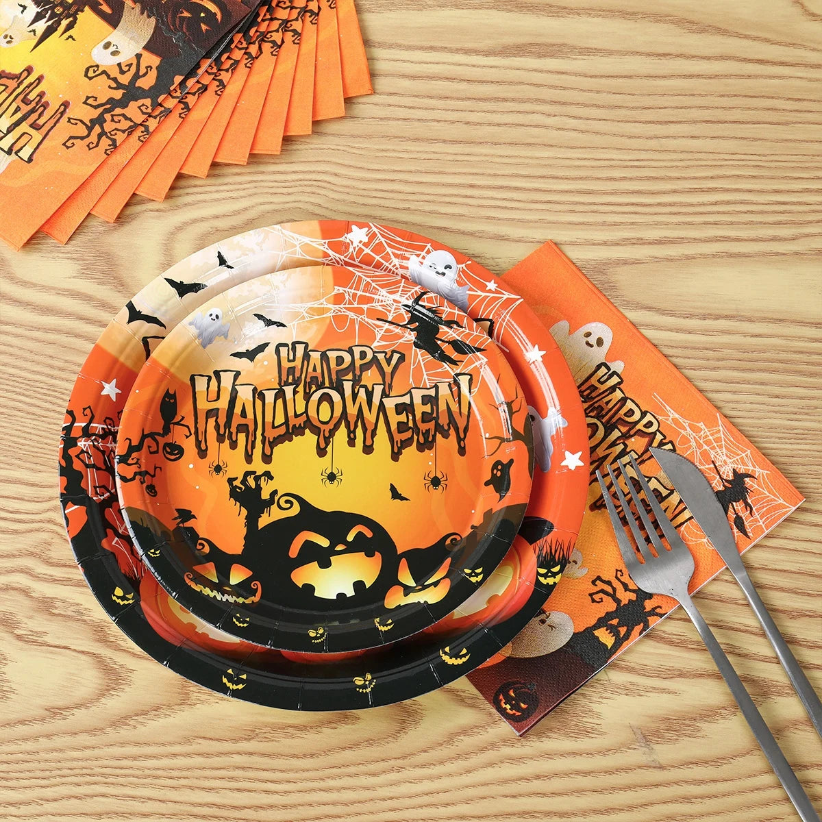 Pumpkin & Ghost Party Pack Halloween Disposable Tableware