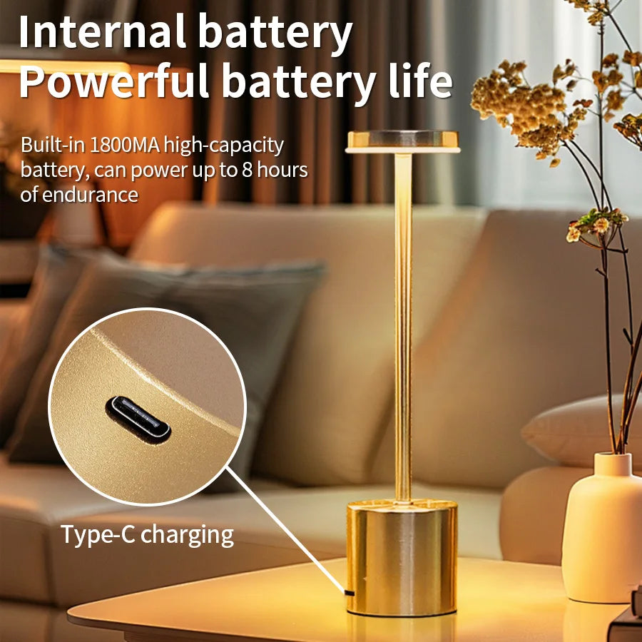 Elegant Touch Sensor Table Rechargeable Lamp - Ethnika-Time