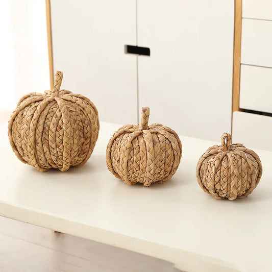 Rattan Pumpkin Set Halloween Autumn Thanksgiving - Ethnika-Time