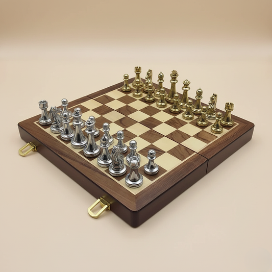 Elegant Wooden Folding Chess Set - Ethnika-Time